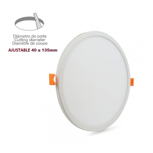 Downlight panel LED Redondo 174mm Blanco 12W, Corte ajustable 40 a 135mm